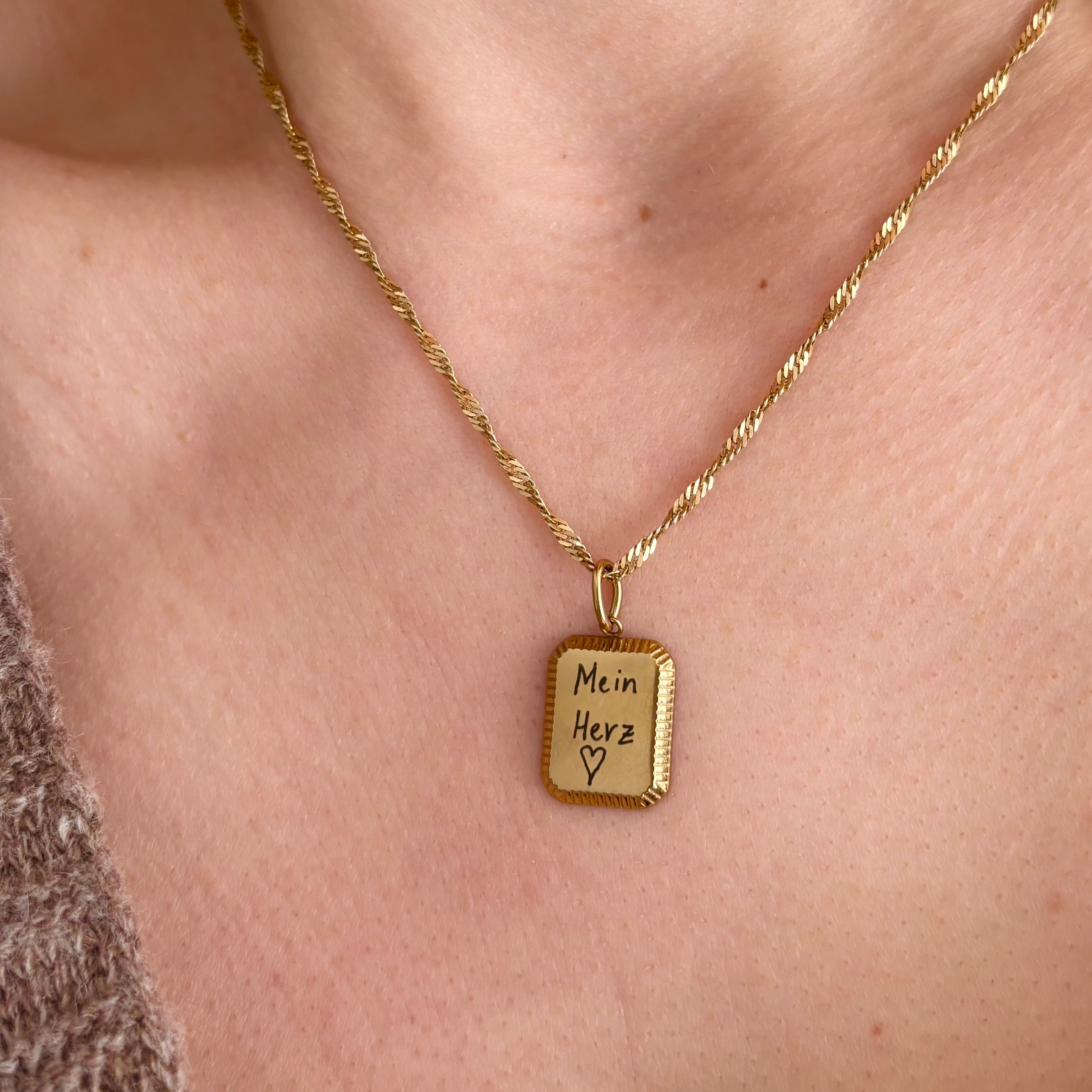 Handschrift Gravur Anhänger Vintage