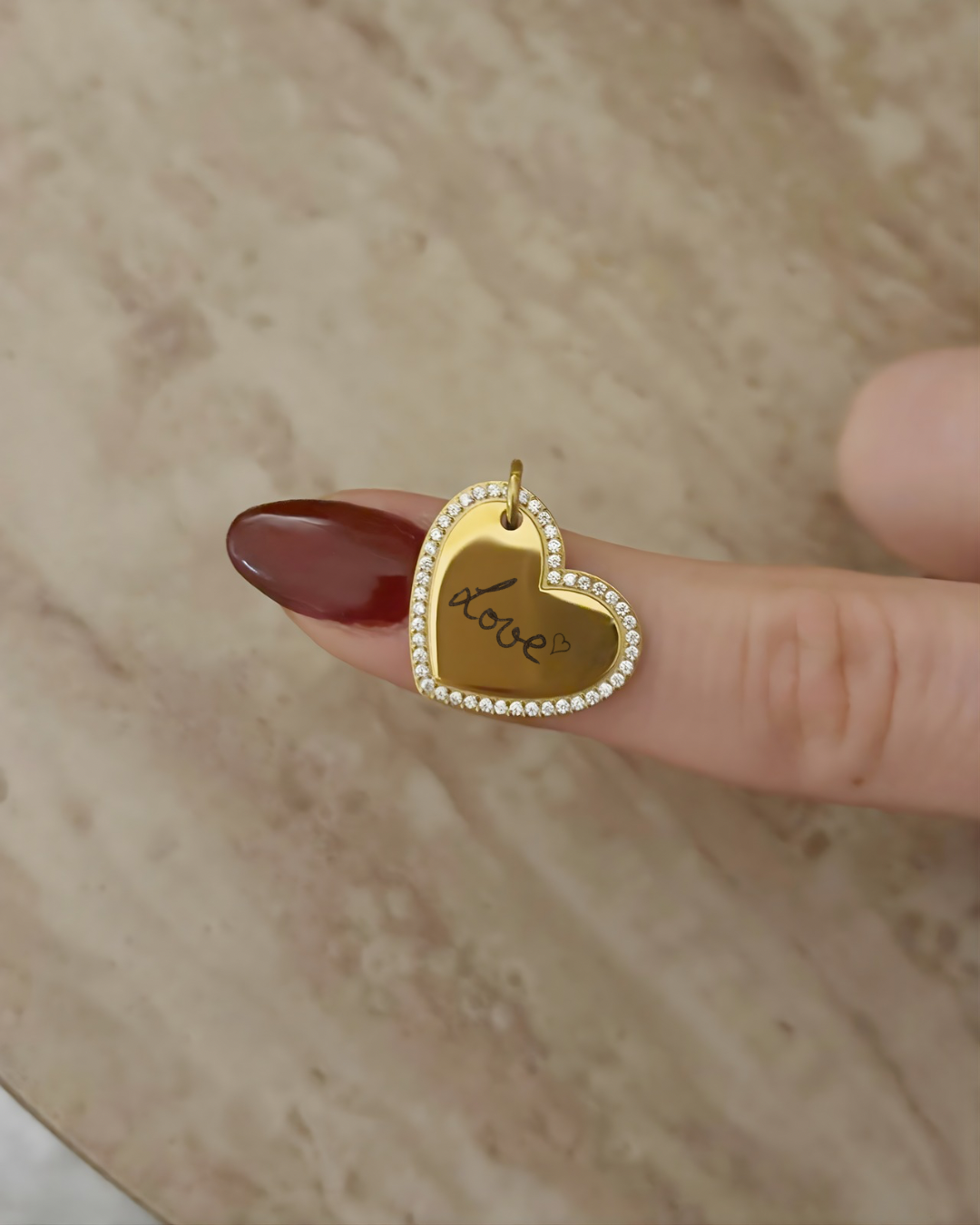 Gravur Anhänger Zirkonia Heart